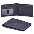 Wallet for Men Bifold Real Leather RFID Blocking Front Pocket Ultra Slim & Thin Stylish Minimalist with ID Window in Gift Box (Crazy Horse, Navy)
