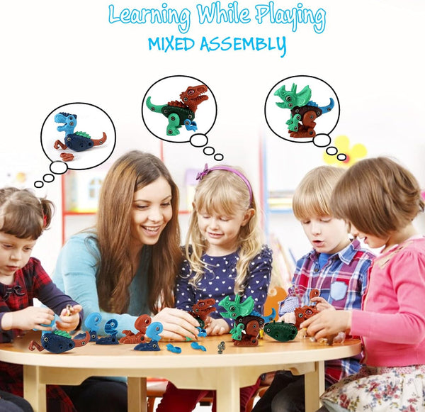 Dinosaur STEM Toys for Kids 3-5, Take Apart Dinosaur Toys with Electric Drill, Educational Building Toy & Construction Set, DIY Christmas Birthday