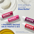 NIVEA Lip Care, Fruity Tinted Lip Balm Variety Pack, Cherry, Strawberry, Blackberry and Watermelon Flavors, 3-In-1 Moisture, Repair and Color,