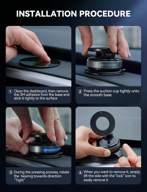 JOYROOM Magsafe Car Mount, Car Mount for iPhone with Strong Magnet, 360° Metal Strut Vacuum Suction Cup Phone Mount for iPhone 17 Air Pro Max/16