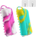 Silicone Body Scrubber, 2 in 1 Body Brush & Hair Scalp Brush for Shower and Bath, Easy Clean, Lathers Well, Stimulating Blood Circulation More