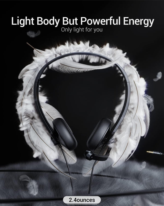 USB Headset with Microphone for PC Laptop - Wired Computer Headphones with Noise Cancelling Microphone for Home Office O