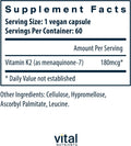 Vital Nutrients Vitamin K2-7 | Promotes Cardiovascular, Heart, Bone Health* | Vitamin K2 + MK7 | Vegan Vitamin K Supplement | Gluten, Dairy, Soy