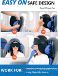 SARISUN Airplane Travel Pillow for Different Heights, Stable Head Support Black Airplane Seats with Headrest