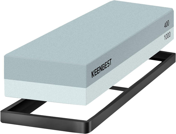 KEENBEST Actual Grit Premium Material Sharpening Stone 2 Side 400 1000 Whetstone Set Kitchen Knife Sharpener Stone Wet Stones for Sharping Knives