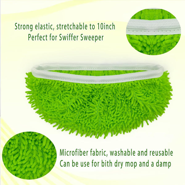 Reusable Microfiber Mop Pads for Swiffer Sweeper - Wet & Dry Cleaning Cloths - Mop Head Replacement Washable Refills for Household Floors 4Pack Green