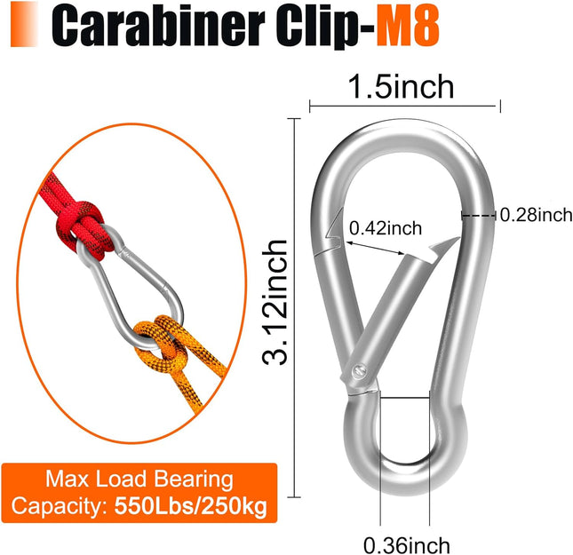 Carabiner 3 Inch Spring Snap Hook, 16Pcs M8 5/16 Inch Spring Snap Hook Quick Lin