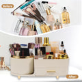 Makeup Organizer Countertop with Drawer 360 Rotating Brush Holder Storage Large Capacity Skincare Cosmetic Display Cases for Vanity Bathroom