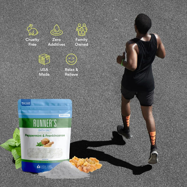 Runner'S Bath Salt 32 Ounces Epsom Salt with Natural Peppermint, Frankincense, Lemon, Cypress, Tea Tree and Lemongrass Essential Oils plus Vitamin