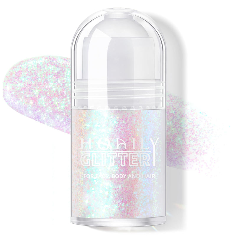 Roll-On Holographic Body Glitter Gel for Face Hair, Chameleon Color Changing Glitter Gel under Light, Chunky Mermaid Sequins Festival Party Rave