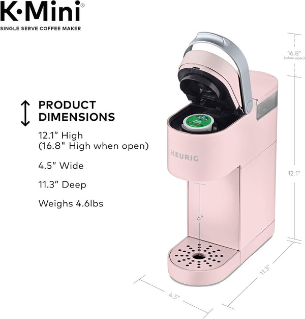 Keurig K-Mini Single Serve K-Cup Pod Coffee Maker, 6 to 12oz Brew size, with Cord Storage, Perfect for Small Spaces, Dusty Rose | Brews 6-12 Oz