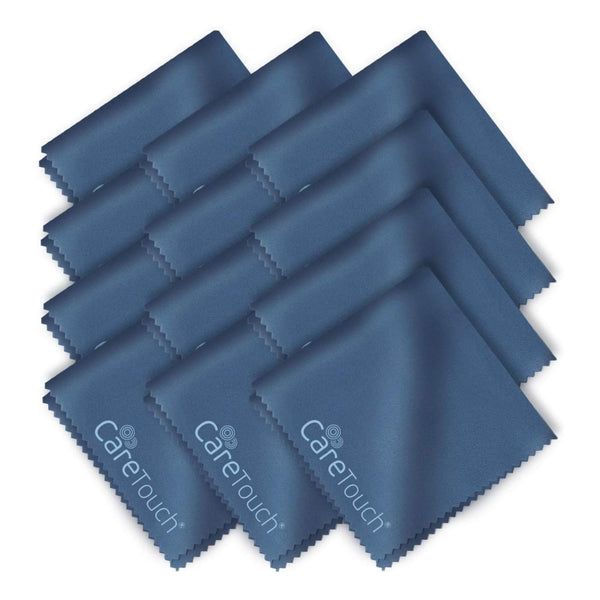 Care Touch Microfiber Glasses Cleaning Cloth 12 Pack (Navy) 12 Count Navy