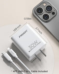 PISEN 30W USB C Charger - USB C Fast Charger Block, PD3.0 Wall Charger with 4FT Type C to L Cable, 30W Power Adapter for Iphone