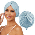 HFRHTGY Adjustable Silk Satin Hair Bonnet for Sleeping, Double Layer Hair Wrap Sleep Cap Turban for Women Men, Curly Straight Braid Unisex (Aqua