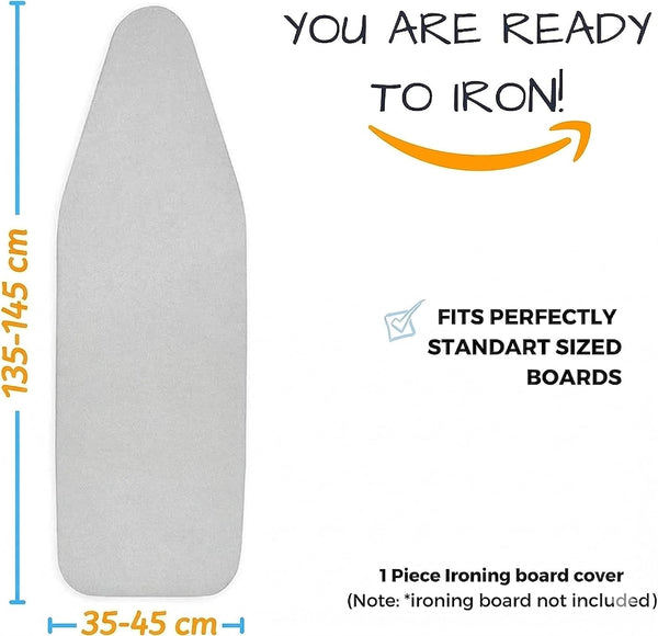 SAVUK Ironing Board Cover and Pad Standard Size Silicone Coated 4 Layers 15x54 inch Extra Heavy Duty Thick Padding, Heat Reflective, Non Stick