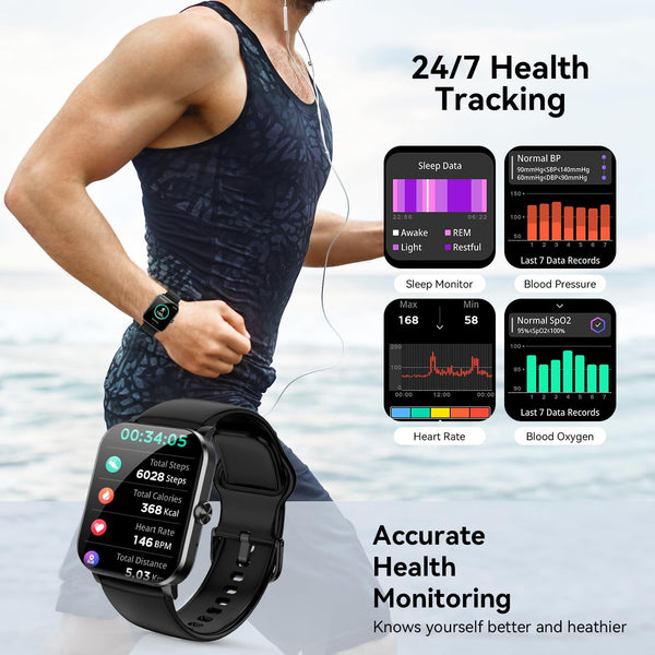 Smart Watch, 1.85" Smartwatch for Men Women (Answer/Make Call), Heart Rate, Sleep Monitor, Pedometer, 120+ Sport Modes Activity Tracker, IP68