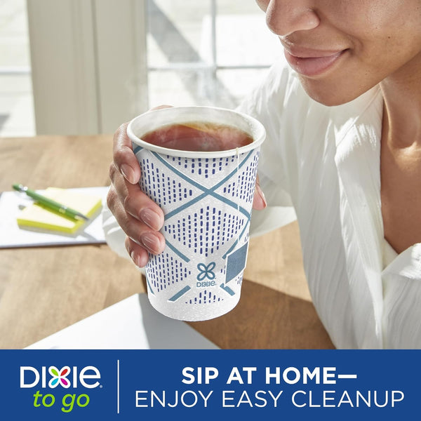 Dixie to Go Medium Paper Coffee Cups with Lids, 12 Oz, 14 Count, Disposable Cups for On-The-Go Hot Beverages