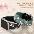Witzon Floral Band Compatible with Apple Watch Bands For Women 40mm 41mm 38mm 42mm 44mm 45mm 46mm 49mm, Engraved Cute Flower Silicone Dressy Strap