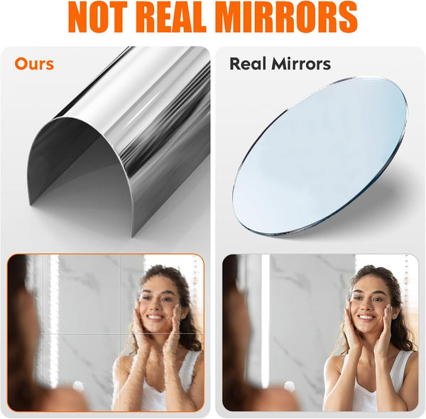12" x 12" Acrylic Flexible Mirror Sheets, 12 Pack Self-Adhesive Mirror Tiles, Square Cuttable Wall Stickers, Non-Glass, Safety Reflective for DIY