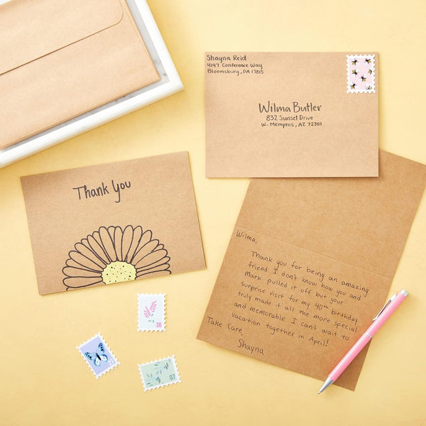 Best Paper Greetings Blank A7 Kraft Brown Paper & Envelopes for Card Making - 5 x 7 in & 5.25 x 7.25 in, 50 Pack, Brown - Bulk Blank Notecards