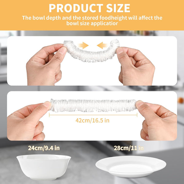 200 Bowl Covers Shower Caps for Sourdough Bread Proofing Large Elastic Reusable Plastic Wrap for Food Storage Baking Rising Meal-Prep Fermentation