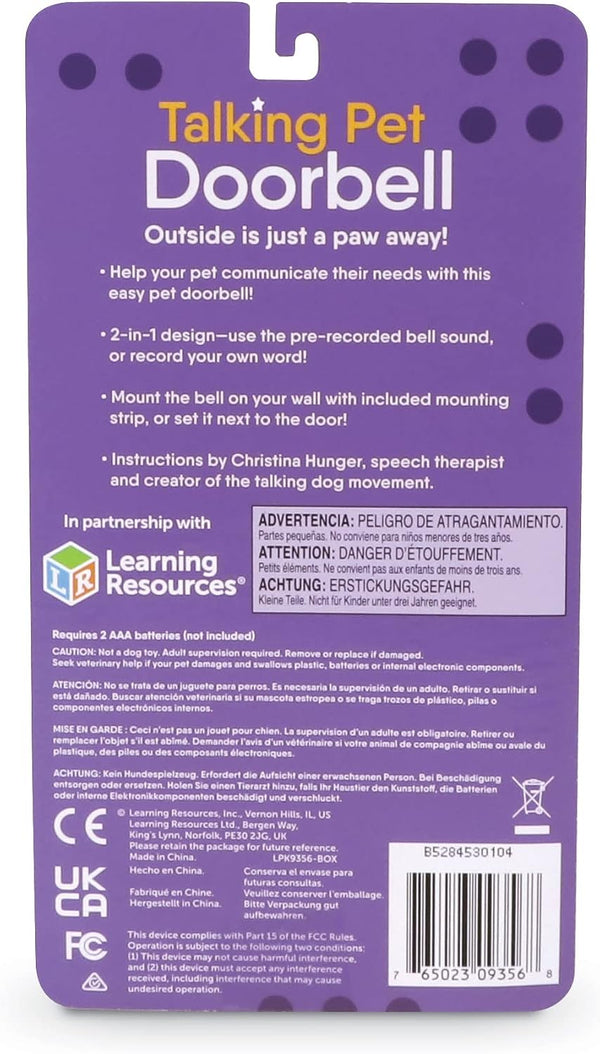 Hunger for Words Talking Pet Doorbell - Potty Training Door Bell, Dog Training Tools, Puppy Must Haves, Puppy Buttons, Potty Train Bell for Dogs,