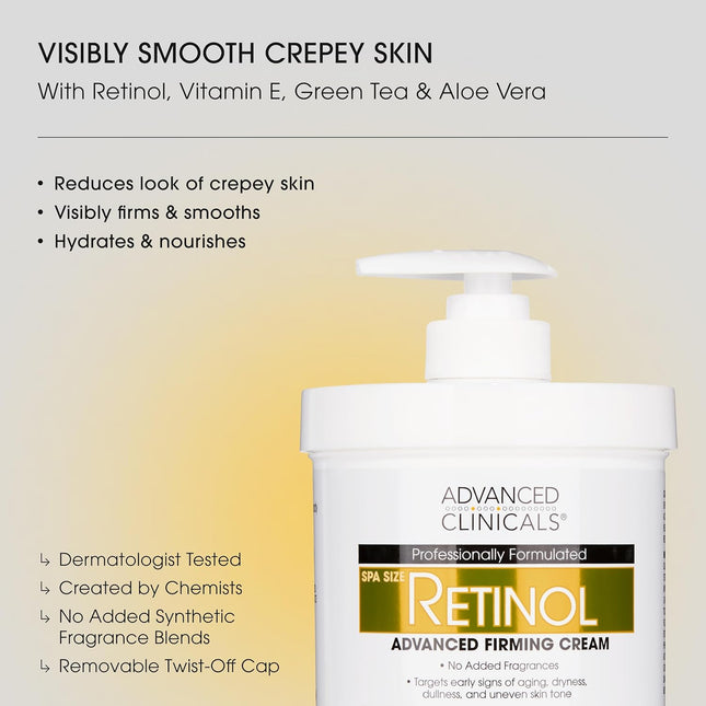 Advanced Clinicals Retinol Body Lotion & Face Moisturizer | Visible anti Aging Skin Care Retinol Body Cream for Women & 