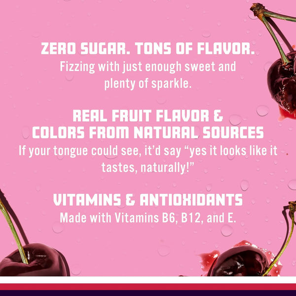 Sparkling Ice, Black Cherry Sparkling Water, Zero Sugar Flavored Water, with Vitamins and Antioxidants, Low Calorie Beverage, 17 Fl Oz Bottles