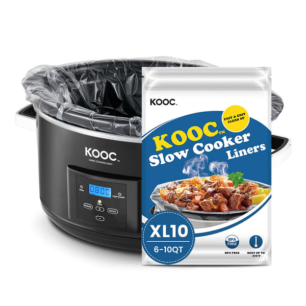 KOOC Slow Cooker Liners 14"X22" 10 Count Extra Large Size Disposable Pot Liners Christmas Cooking Bags Fit 6 Qt to 10 Qt Pot BPA Free Fresh