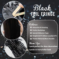 GOER 3.2 ft x 9.8 ft Black Photo Backdrop Party Streamers for Halloween,Birthday Party,1 Pack Black Metallic Tinsel Foil Fringe Curtains Party