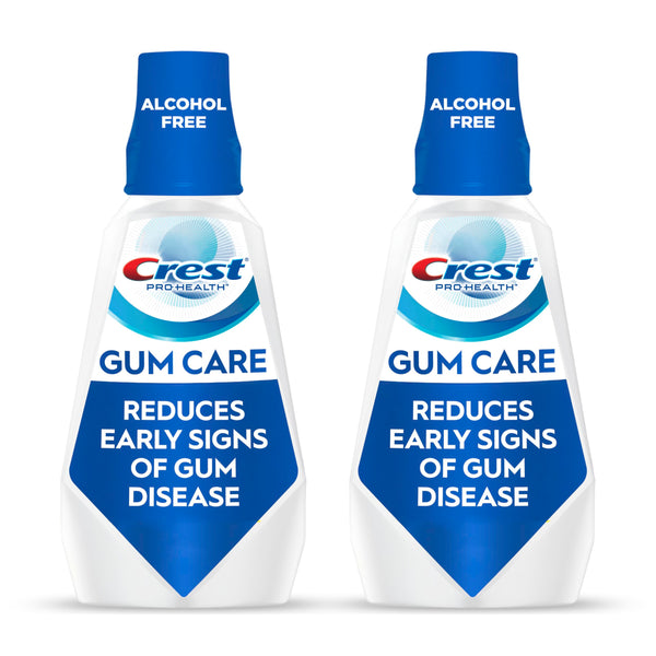 Crest Pro-Health Gum Care Mouthwash, Antibacterial, 1L, 2 Pack, Anti gingivitis, Alcohol Free Mouth Rinse, Bad Breath Treatment, Fluoride Rinse