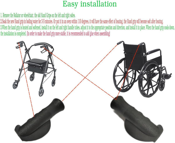 ComsenMed Universal Rollator Hand Grip,Replacement Parts for Rollator and Wheelchair,Universal Hand Grips Anatomical Pair for 4-Wheel rollator