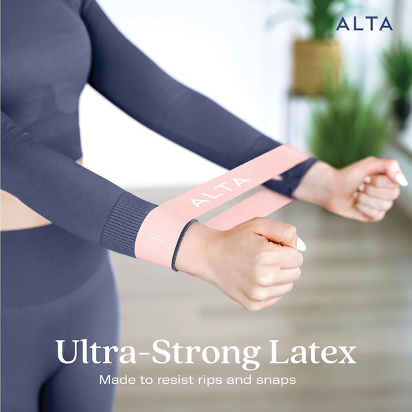ALTA Mini Loop Bands for Exercise - Premium Durable Latex - Small Resistance Bands for Women, Booty Bands for Working Out, Leg Stretch Loops for