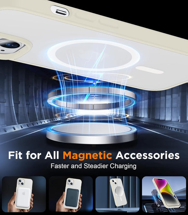 SPIDERCASE Designed for Iphone 13/14 Case, Magnetic Translucent with 2PCS Tempered Glass Screen Protector Anti-Fingerprint Anti-Scratch Phone