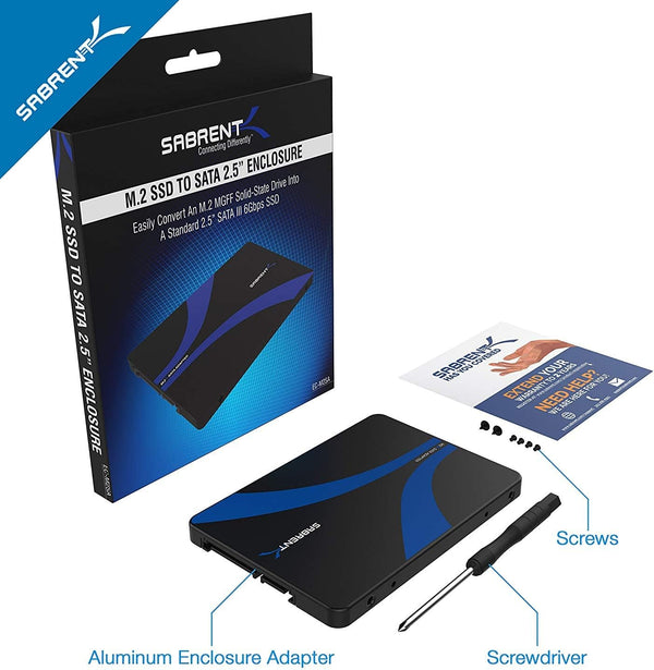 SABRENT M.2 SATA SSD to 2.5 Inch SATA III Aluminum Enclosure Adapter (EC-M2SA) [Not NVMe] M.2 to SATA