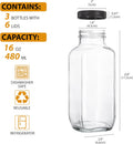 umud Juice Bottles with Lids, 16 Oz, Set of 3 | Clear Glass Jars with Caps, Reusable Empty Drink Containers, For Juicing, Smoothies, Water, Milk,