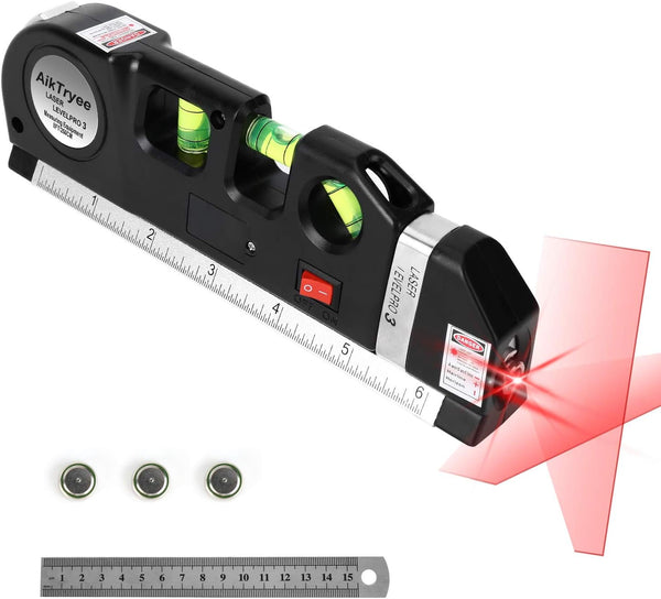 Laser Level Line Tool, Multipurpose Laser Level Kit Standard Cross Line Laser Leveler Beam Tool with Metric Rulers 8Ft/2.5M for Picture Hanging