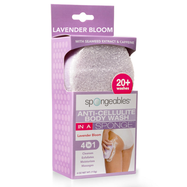 Spongeables Anti Cellulite Body Wash in a 20+ Wash Sponge, Lavender, 1 Count Lav