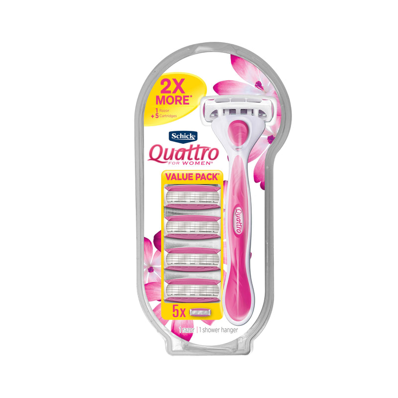 Schick Quattro Women's Razor Value Pack - 1 Handle & 5 Refills 6 Count (Pack of 1)