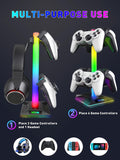 RGB Gaming Headphones Stand with 2 USB Ports Headset Stand with 10 Light Modes and Non-Slip Rubber, Suitable for All Earphone Accessories, Best