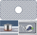 JUSTOGO Silicone Sink Protector, Non-slip Heat Resistant Kitchen Sink Mat Grid Accessory, Center Drain (24.8"x 13"), Grey