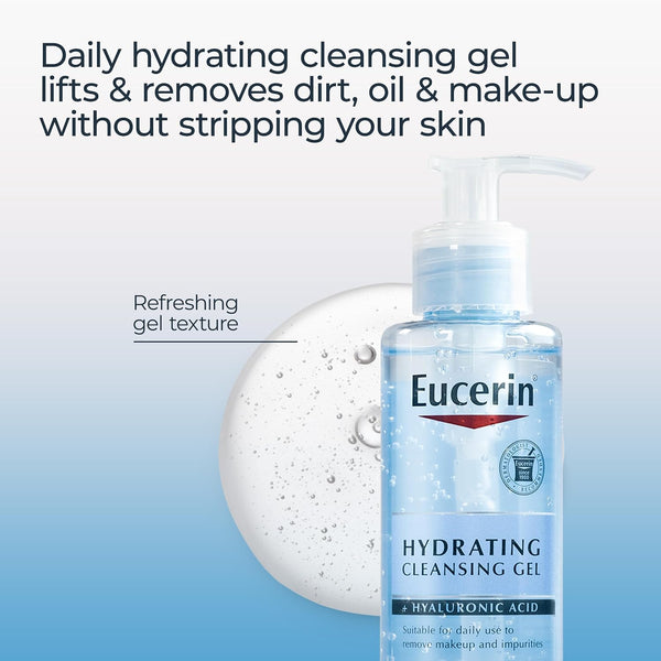 Eucerin Hydrating Cleansing Gel, Daily Face Wash and Makeup Remover Formulated with Hyaluronic Acid, 6.8 Fl Oz Bottle 6.8 Fl Oz (Pack of 1)