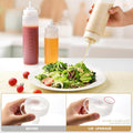 8 Pack 12 oz Plastic Squeeze Condiment Bottles with Cap Lids | Perfect for Condiments, Oil, Icing, Liquids–Set of 8 with extra 1 Silicone Funnel,
