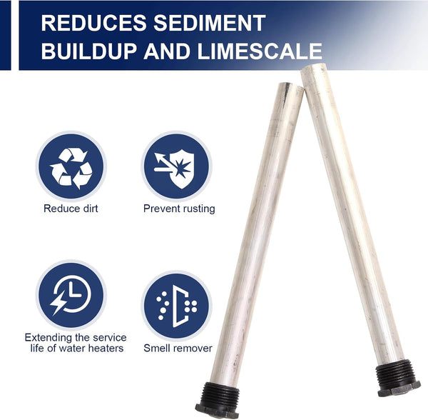 RV Water Heater Anode Rod（2Pack) Compatible with Suburban RV water heater，Magnesium Anode Rod for hot water heater ， 9.25" Length ¾" NPT Thread