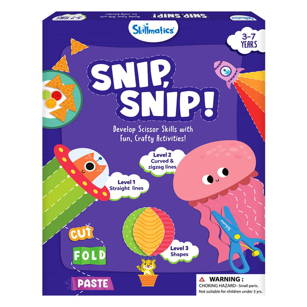 Skillmatics Scissor Skills Activity Book - Snip, Snip, Art & Craft Kit for Kids, 2 Child-Safe Scissors, 25 Fun Activities, Tiktok Viral Sensation,