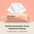 Honest Beauty Fragrance Free Cleansing Makeup Remover Facial Wipes | Plant Based, Hypoallergenic, Gentle for Sensitive Skin | 30 Count 30 Count