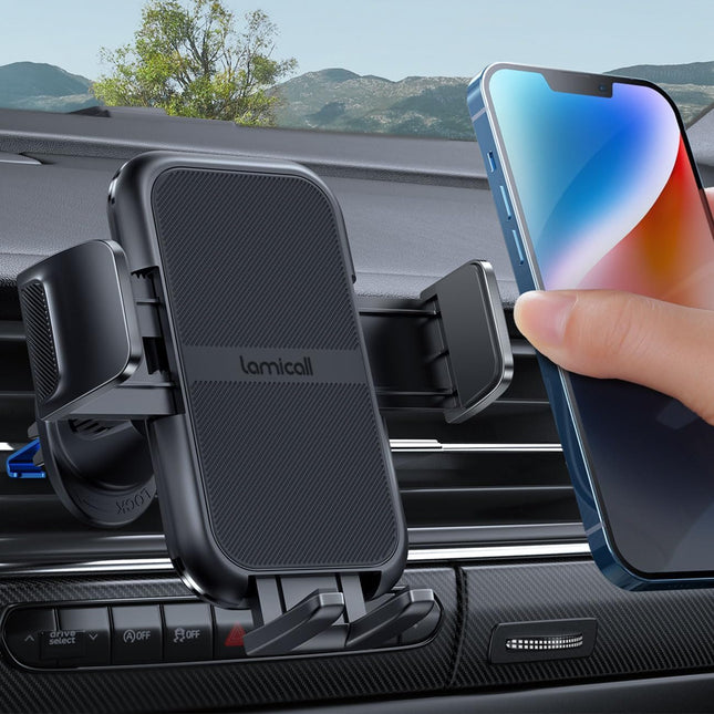 Lamicall 2025 Wider Clamp & Metal Hook Car Phone Holder Vent [Thick Cases Friendly] Phone Holders for Your Car Mount Aut