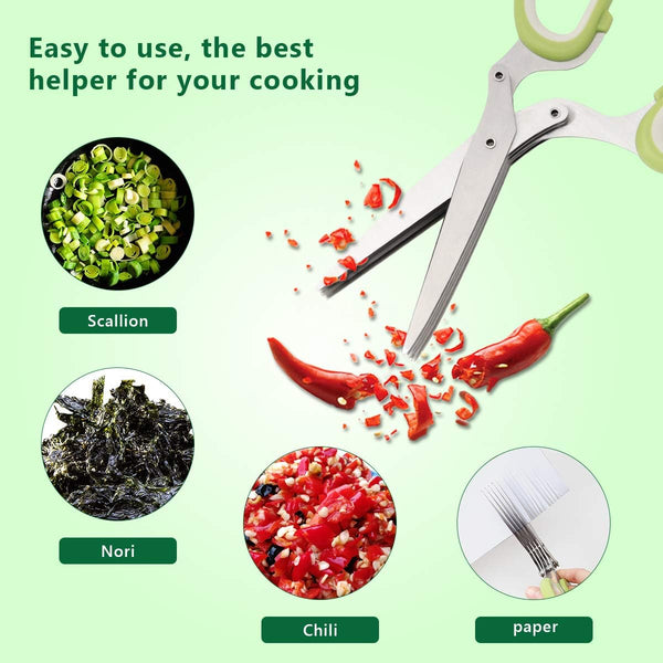 Herb Scissors Herb Stripper Set, Luxiv Stainless Steel Herb Cutter Tools 5-Blades Scissors with Herb Stripping Tool, Safe Cover, Cleaning Comb