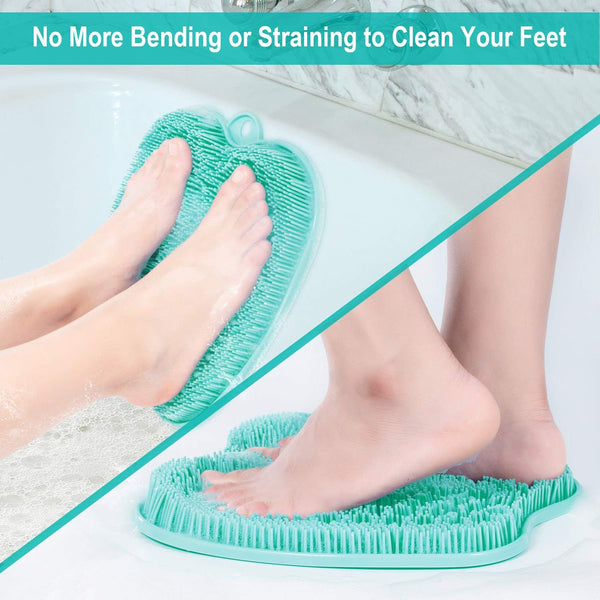 BESKAR XL Larger Shower Foot Scrubber Mat with Non-Slip Suction Cups | Cleans, Smooths, Exfoliates, Massages Your Feet Without Bending, Improve