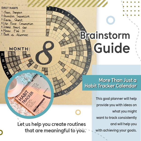 Habit Tracker Journal 2021 Goal Planner - Track Progress and Reach Goals with Spiral Binding, Weekly Monthly Kraft Large Calendar & Notepad - 12+1